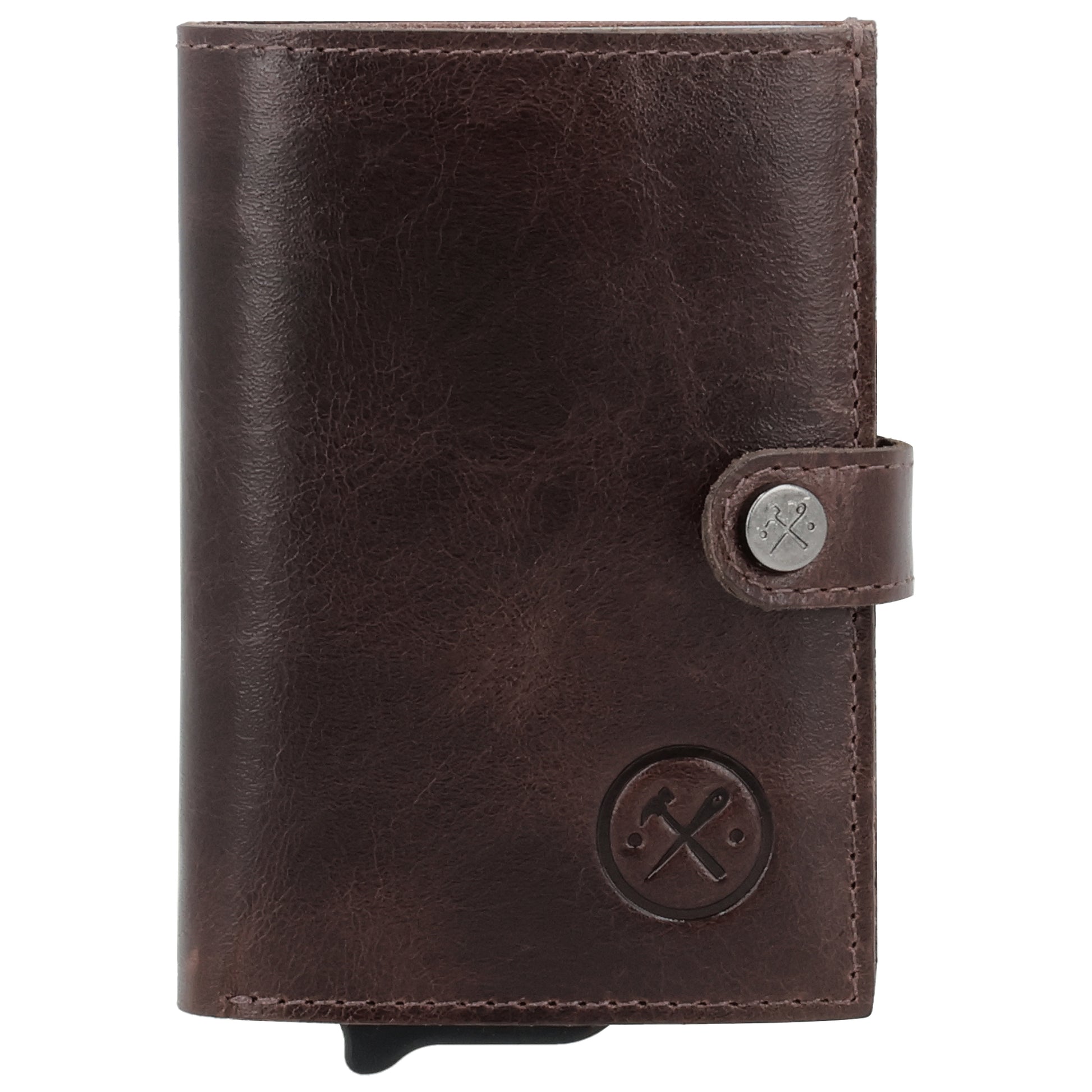 Safety Wallet Dunkelbraun – Kartenhalter Leder mit RFID Schutz - leder-accessoires.com