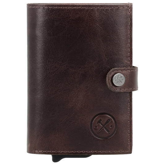Safety Wallet Dunkelbraun – Kartenhalter Leder mit RFID Schutz - leder-accessoires.com