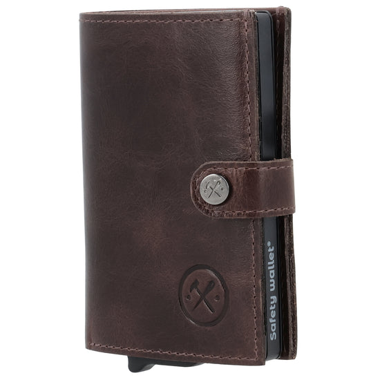 Safety Wallet Dunkelbraun – Kartenhalter Leder mit RFID Schutz - leder-accessoires.com