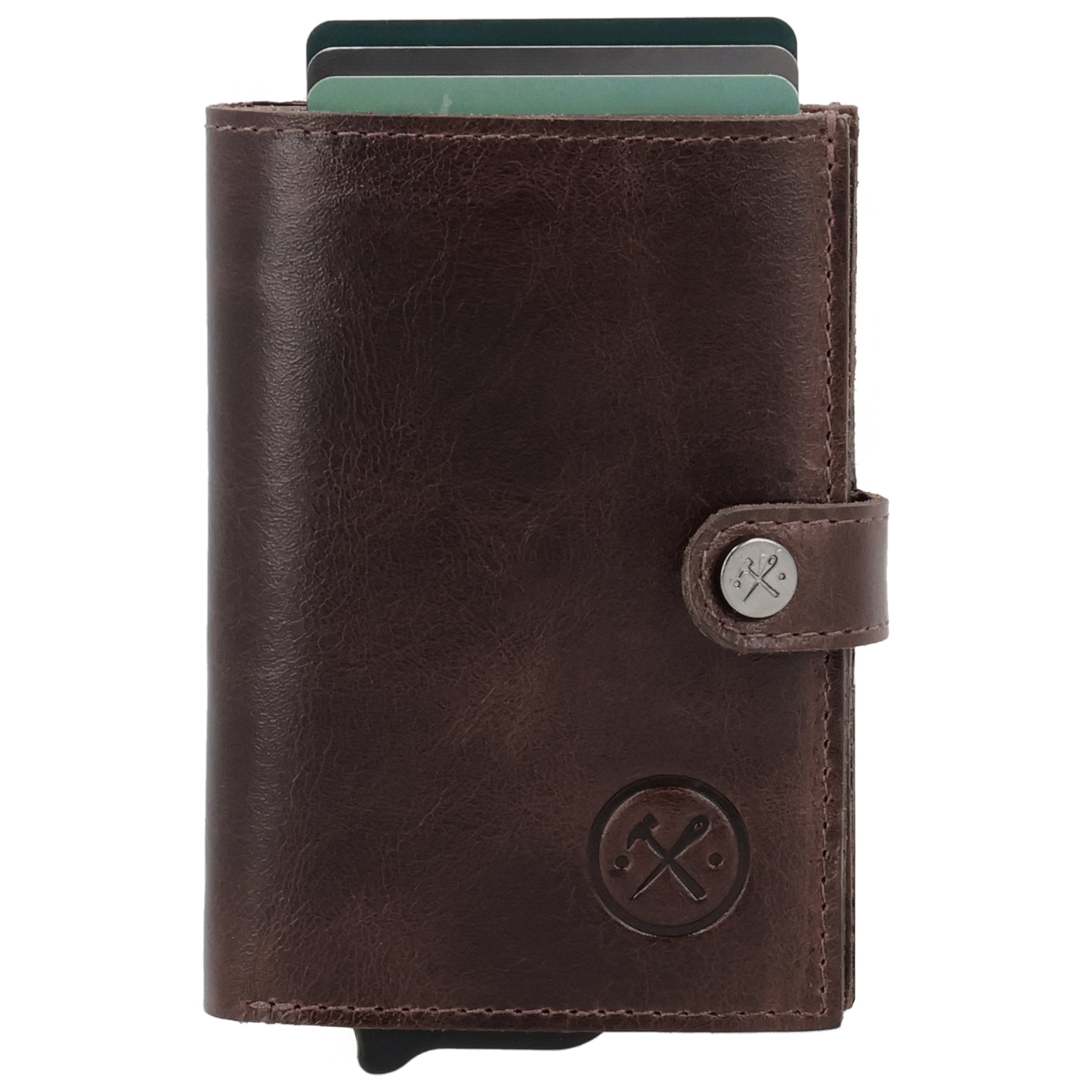 Safety Wallet Dunkelbraun – Kartenhalter Leder mit RFID Schutz - leder-accessoires.com