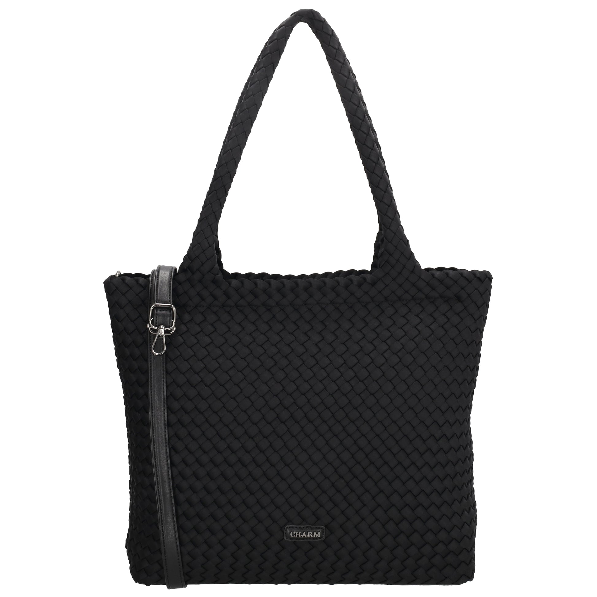 Shopper in Schwarz 43x35cm geflochtene Optik - leder-accessoires.com