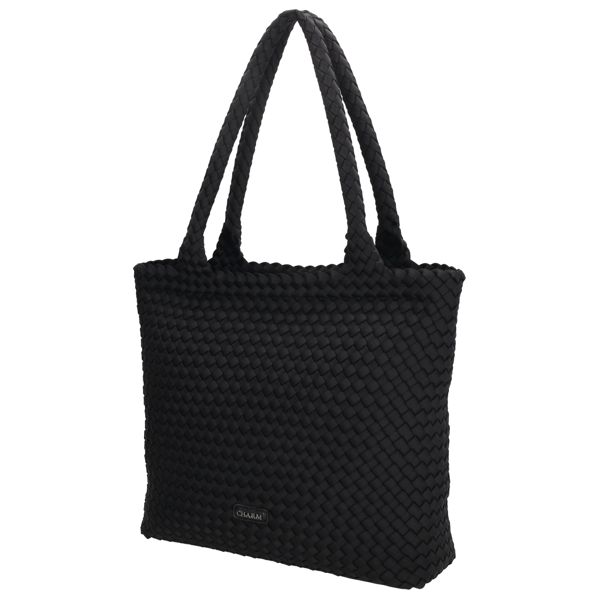 Shopper in Schwarz 43x35cm geflochtene Optik - leder-accessoires.com