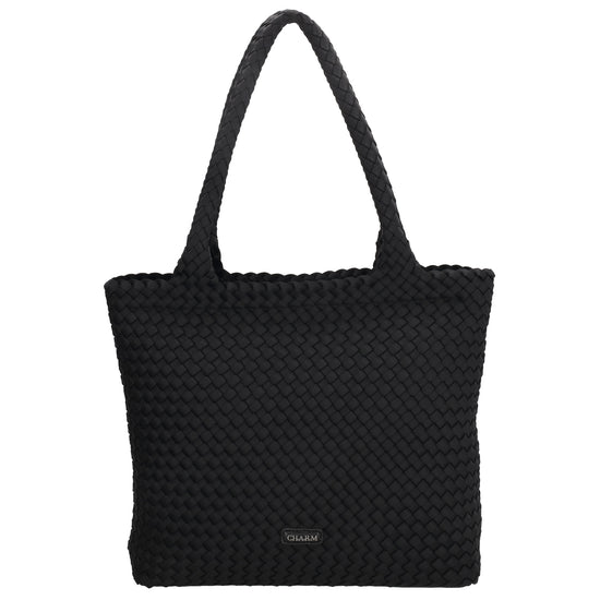 Shopper in Schwarz 43x35cm geflochtene Optik - leder-accessoires.com