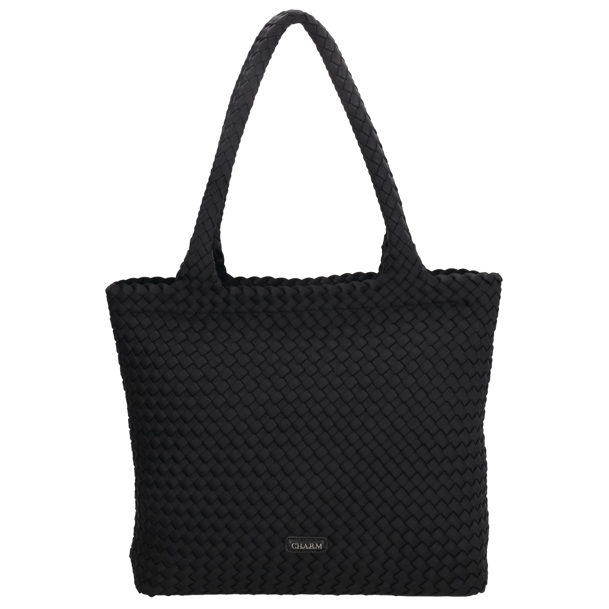 Shopper in Schwarz 43x35cm geflochtene Optik - leder-accessoires.com