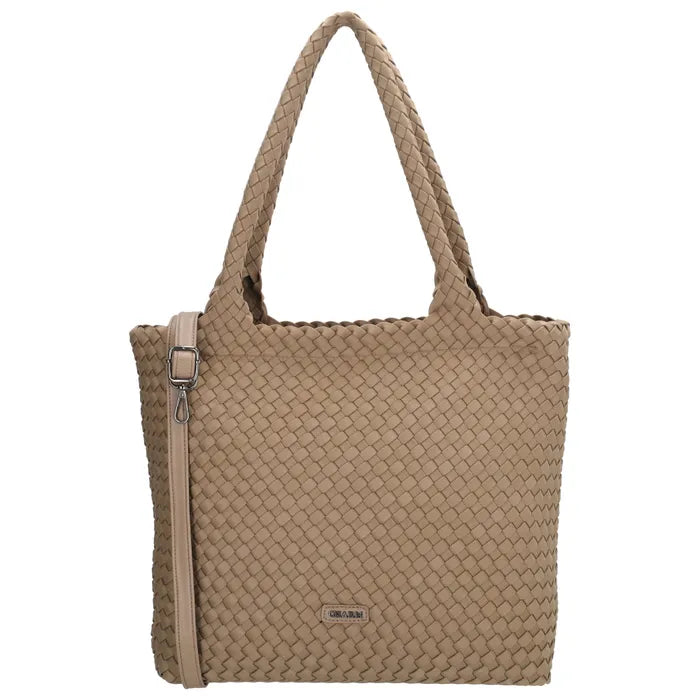 Shopper in Taupe 43x35cm geflochtene Optik - leder-accessoires.com