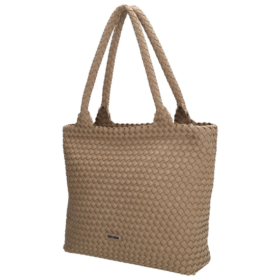 Shopper in Taupe 43x35cm geflochtene Optik - leder-accessoires.com