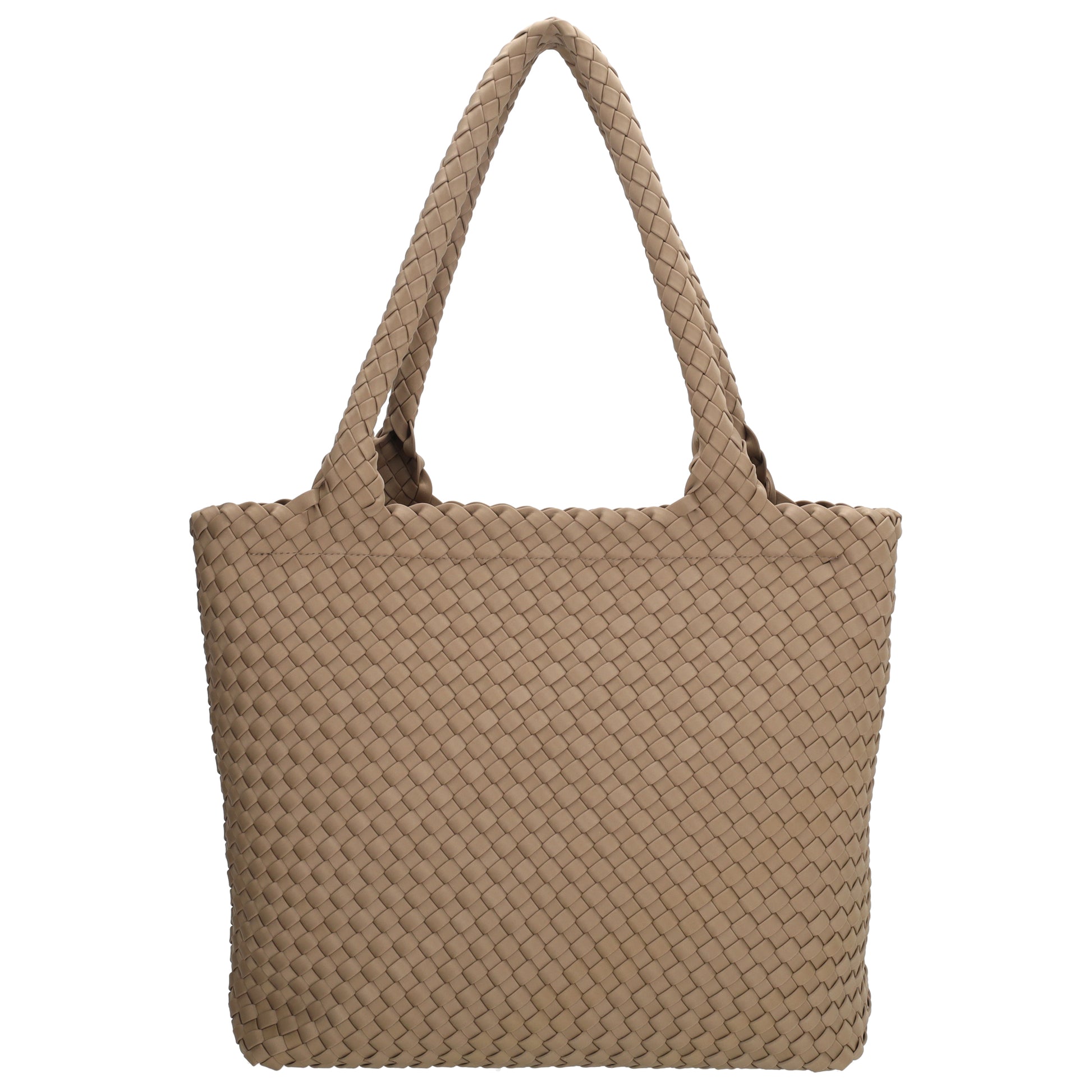 Shopper in Taupe 43x35cm geflochtene Optik - leder-accessoires.com
