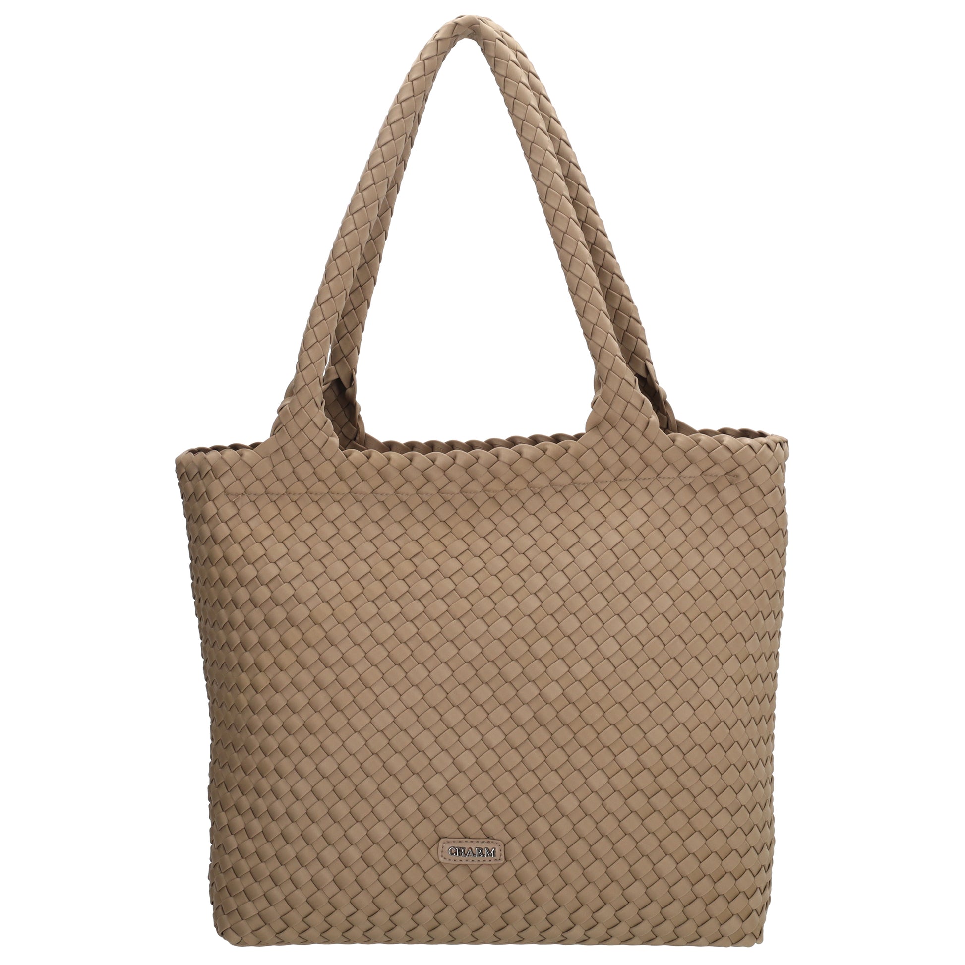 Shopper in Taupe 43x35cm geflochtene Optik - leder-accessoires.com