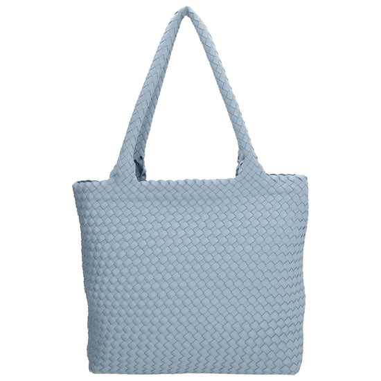 Shopper in Hellblau 43x35cm geflochtene Optik - leder-accessoires.com