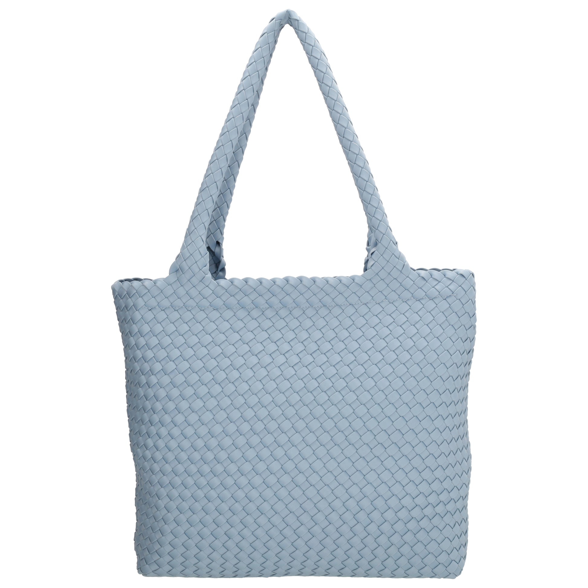 Shopper in Hellblau 43x35cm geflochtene Optik - leder-accessoires.com