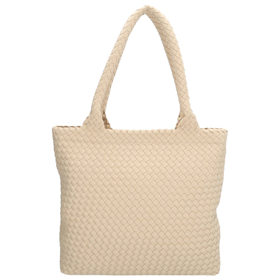 Shopper in Creme 43x35cm geflochtene Optik - leder-accessoires.com