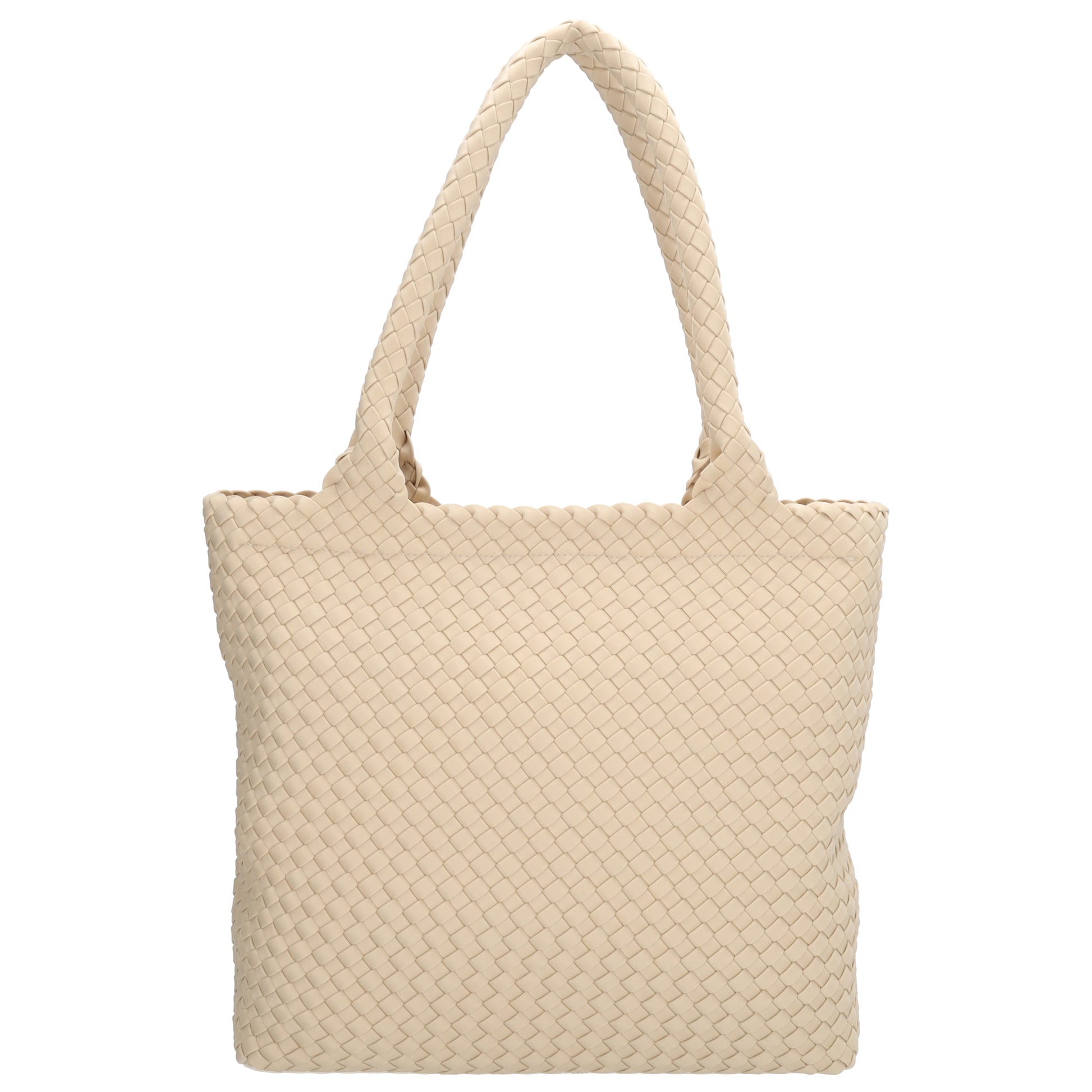 Shopper in Creme 43x35cm geflochtene Optik - leder-accessoires.com