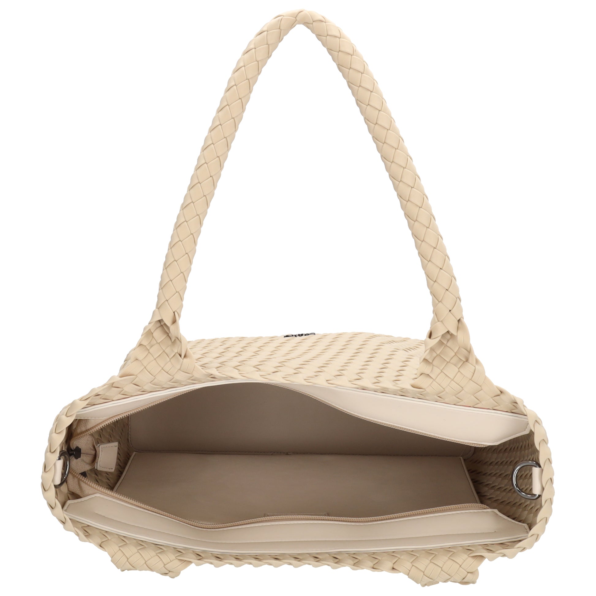 Shopper in Creme 43x35cm geflochtene Optik - leder-accessoires.com