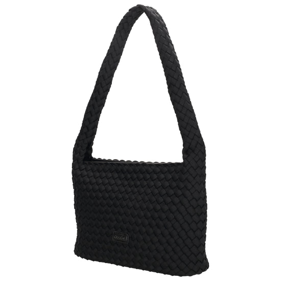 Handtasche in Schwarz 19x30cm geflochtene Optik - leder-accessoires.com