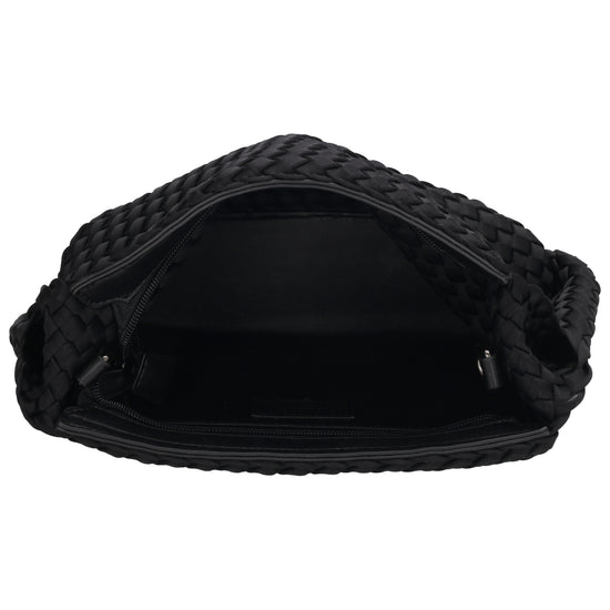 Handtasche in Schwarz 19x30cm geflochtene Optik - leder-accessoires.com
