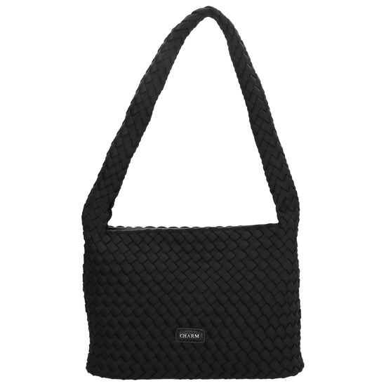 Handtasche in Schwarz 19x30cm geflochtene Optik - leder-accessoires.com