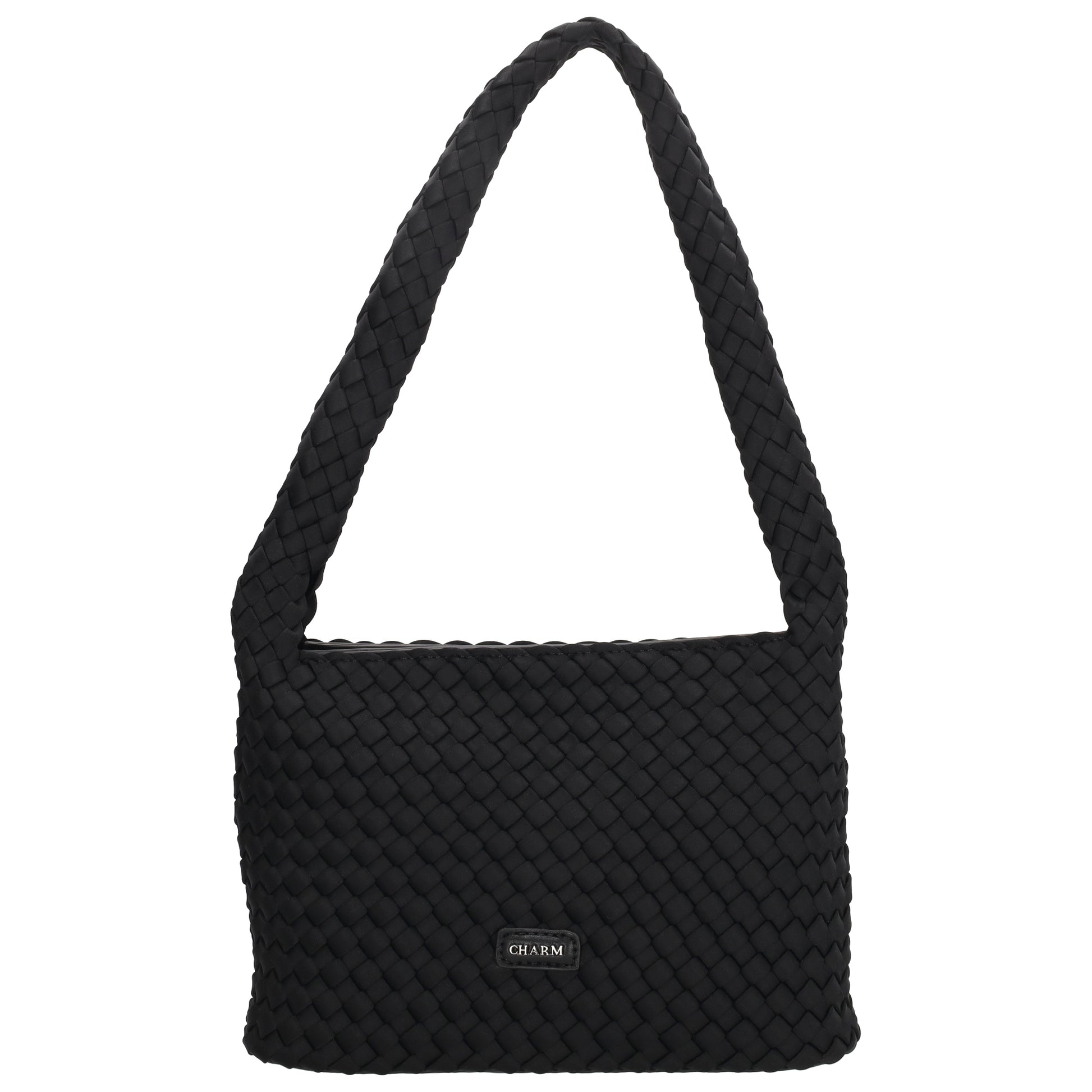 Handtasche in Schwarz 19x30cm geflochtene Optik - leder-accessoires.com