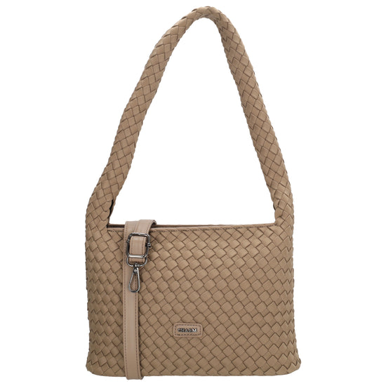 Handtasche in Taupe 19x30cm geflochtene Optik - leder-accessoires.com