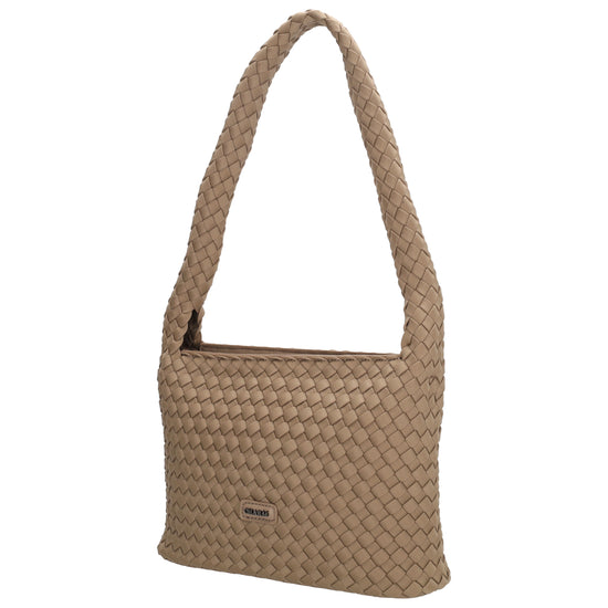 Handtasche in Taupe 19x30cm geflochtene Optik - leder-accessoires.com