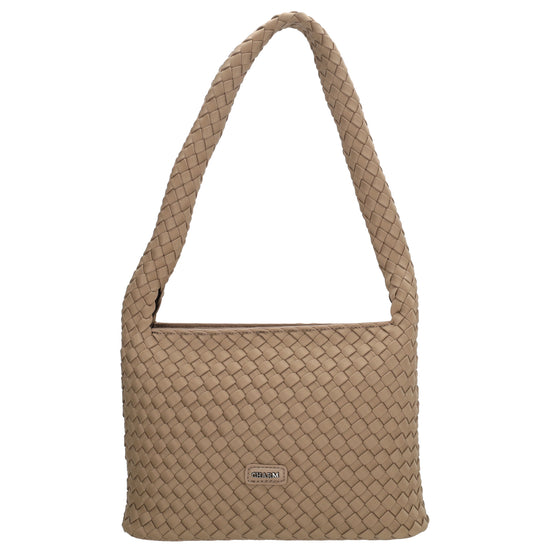 Handtasche in Taupe 19x30cm geflochtene Optik - leder-accessoires.com