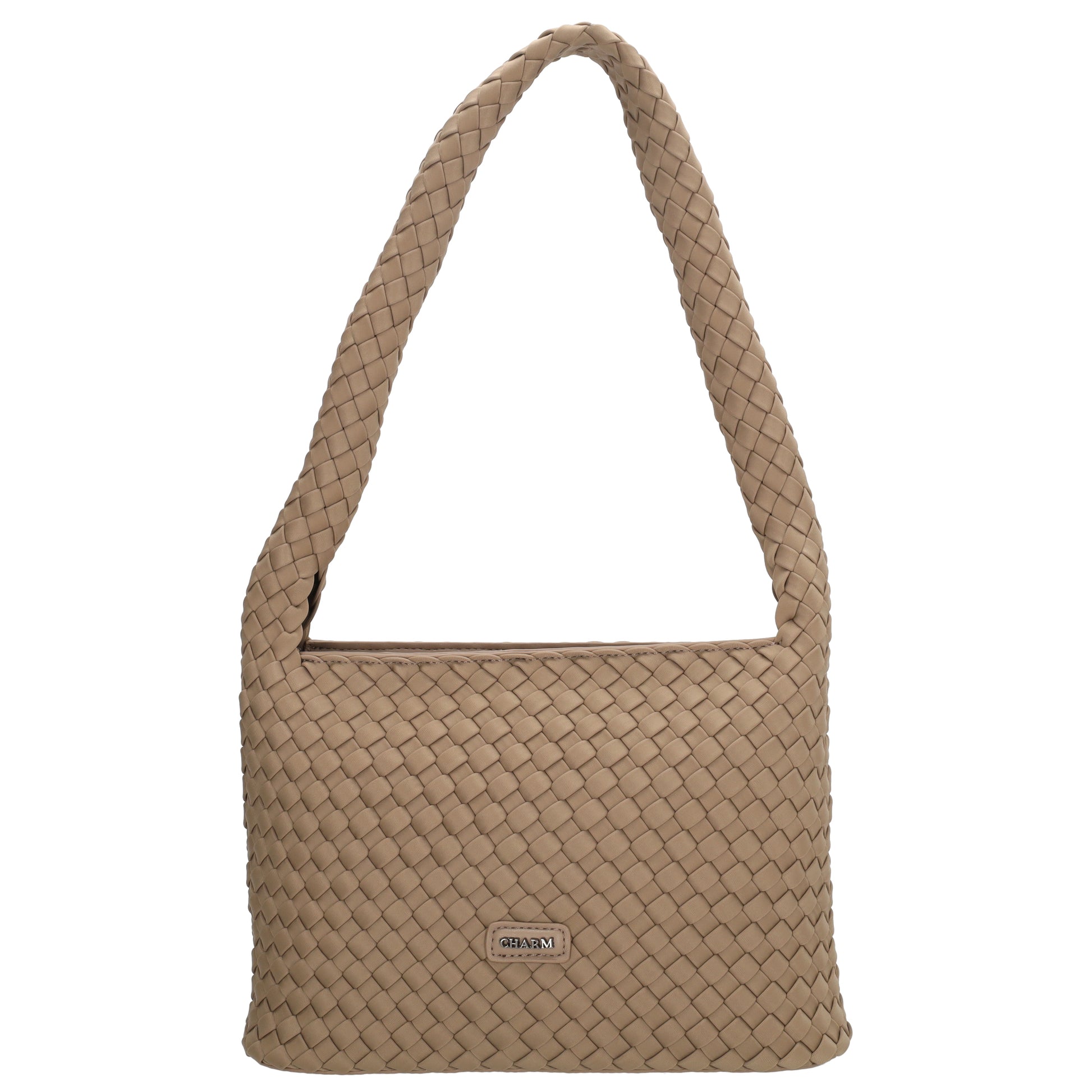 Handtasche in Taupe 19x30cm geflochtene Optik - leder-accessoires.com