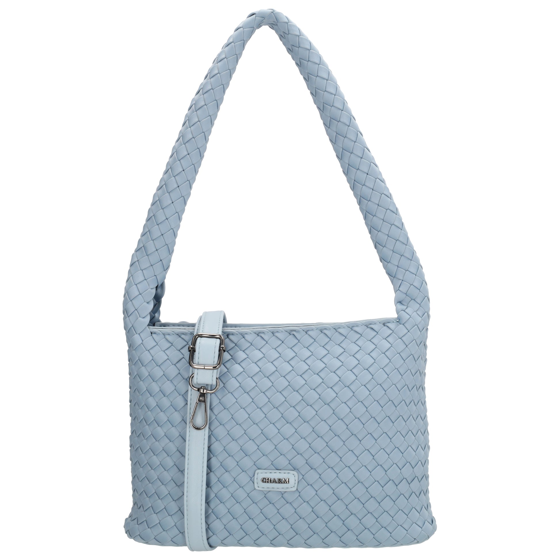 Handtasche in Hellblau 19x30cm geflochtene Optik - leder-accessoires.com