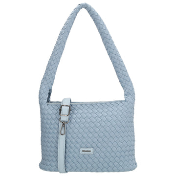 Handtasche in Hellblau 19x30cm geflochtene Optik - leder-accessoires.com