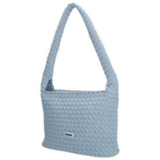 Handtasche in Hellblau 19x30cm geflochtene Optik - leder-accessoires.com