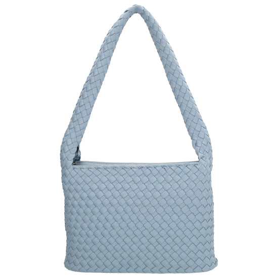 Handtasche in Hellblau 19x30cm geflochtene Optik - leder-accessoires.com