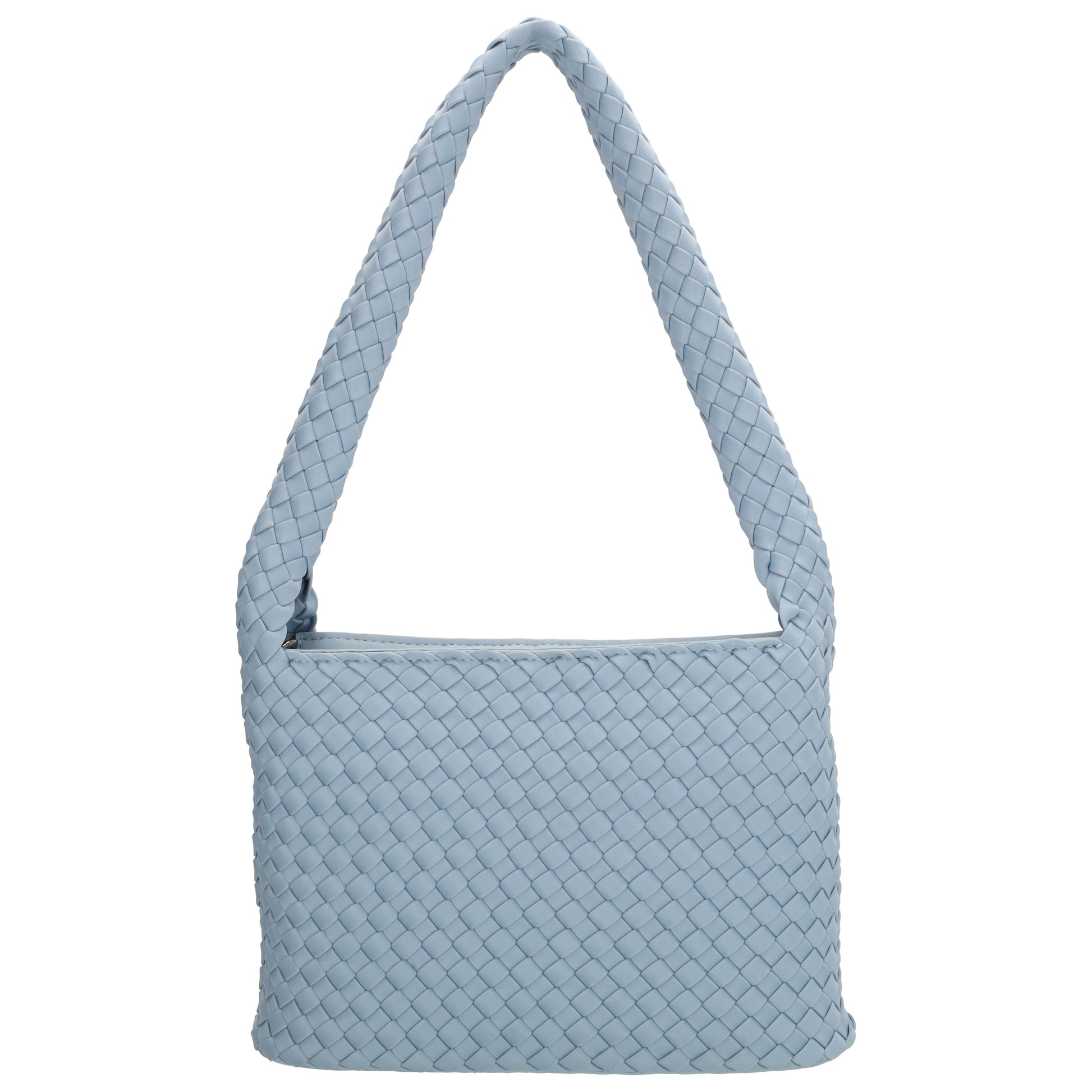 Handtasche in Hellblau 19x30cm geflochtene Optik - leder-accessoires.com
