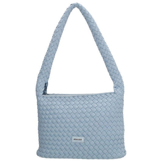 Handtasche in Hellblau 19x30cm geflochtene Optik - leder-accessoires.com