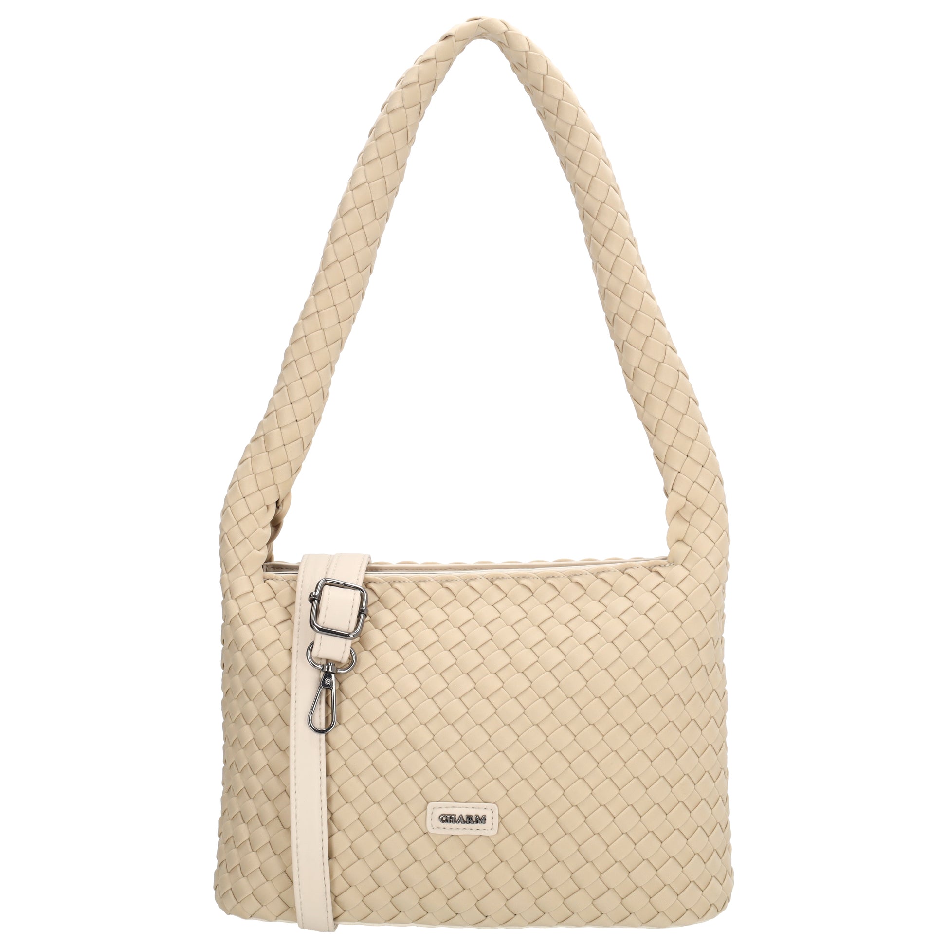Handtasche in Creme 19x30cm geflochtene Optik - leder-accessoires.com