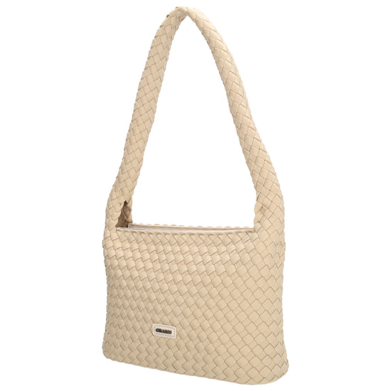 Handtasche in Creme 19x30cm geflochtene Optik - leder-accessoires.com