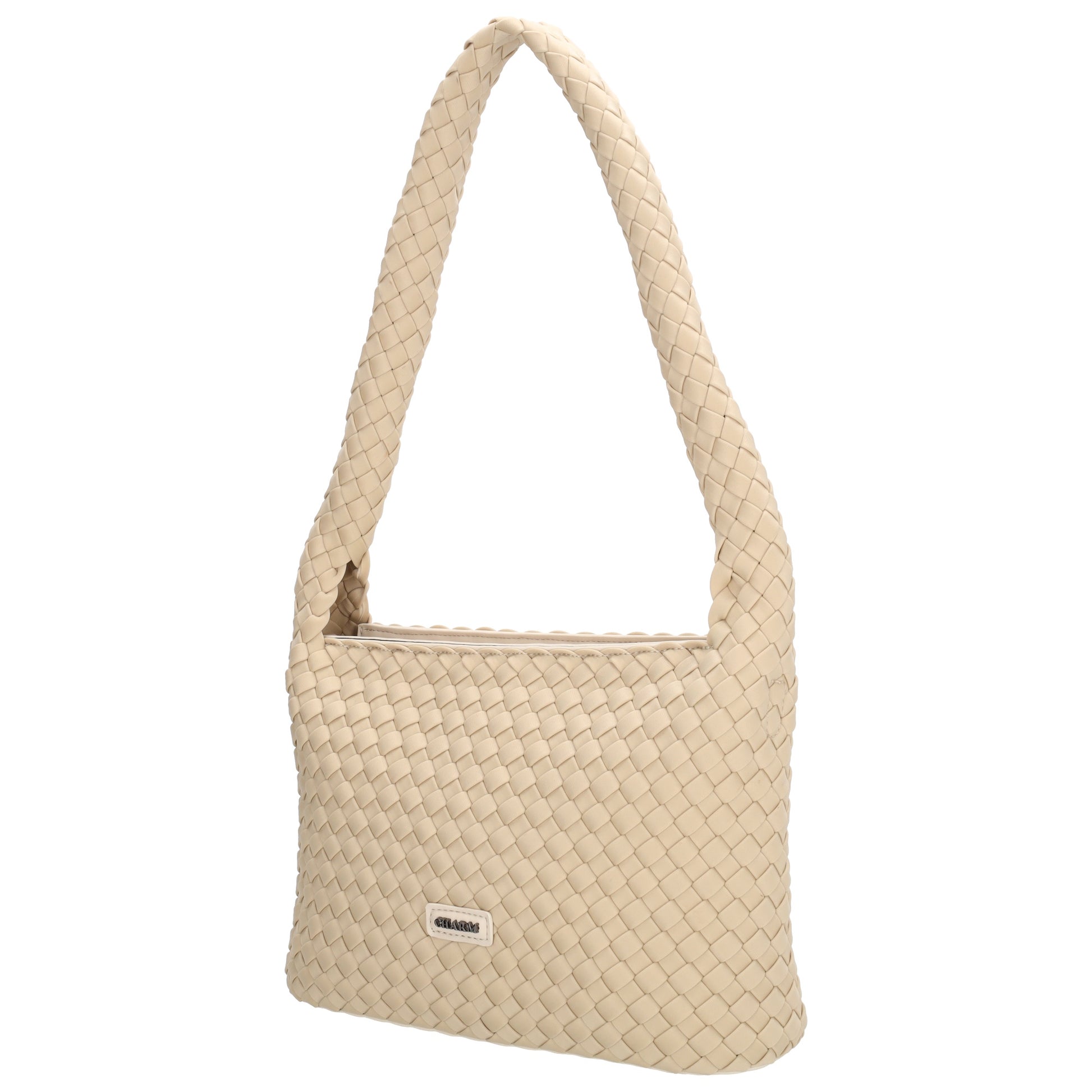 Handtasche in Creme 19x30cm geflochtene Optik - leder-accessoires.com