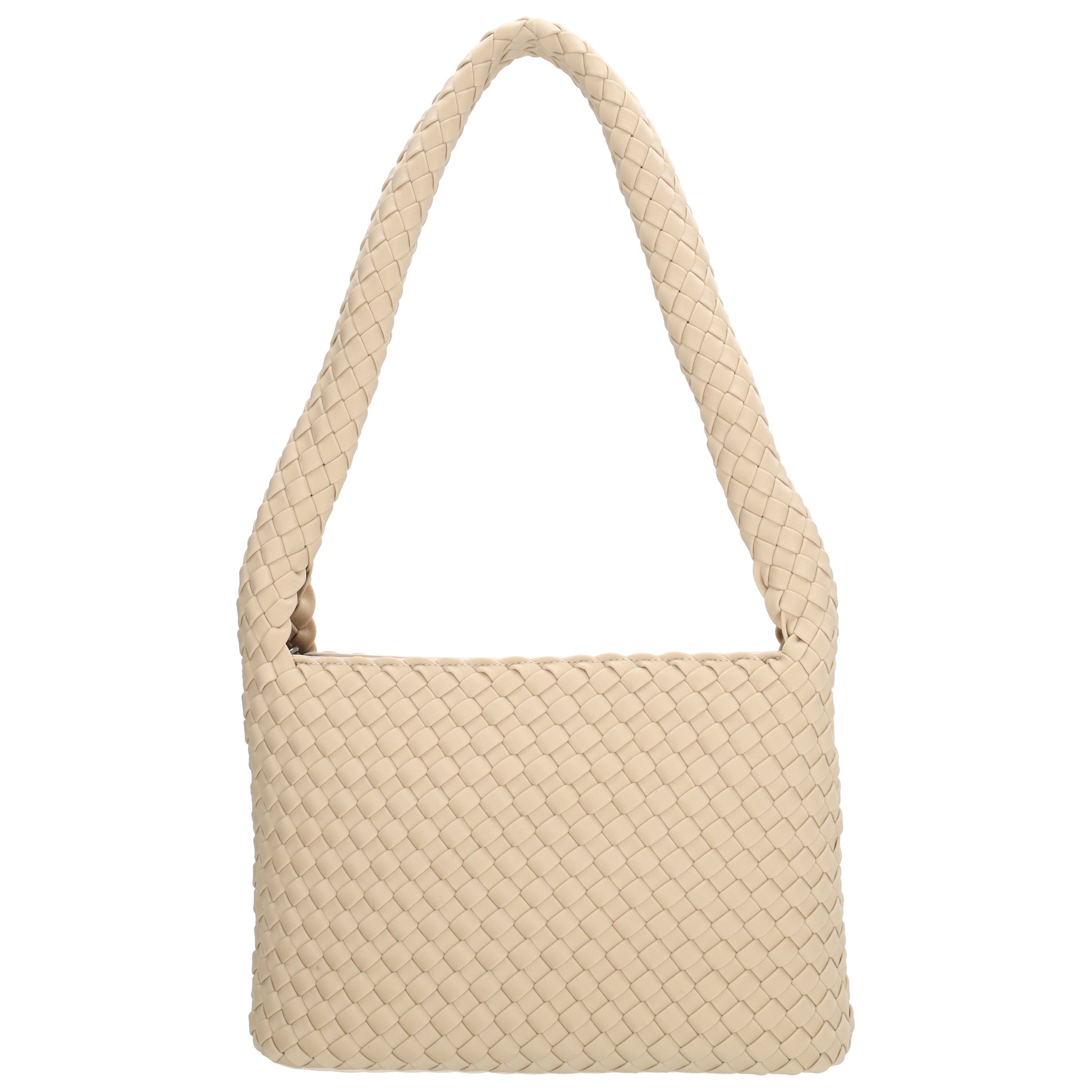 Handtasche in Creme 19x30cm geflochtene Optik - leder-accessoires.com
