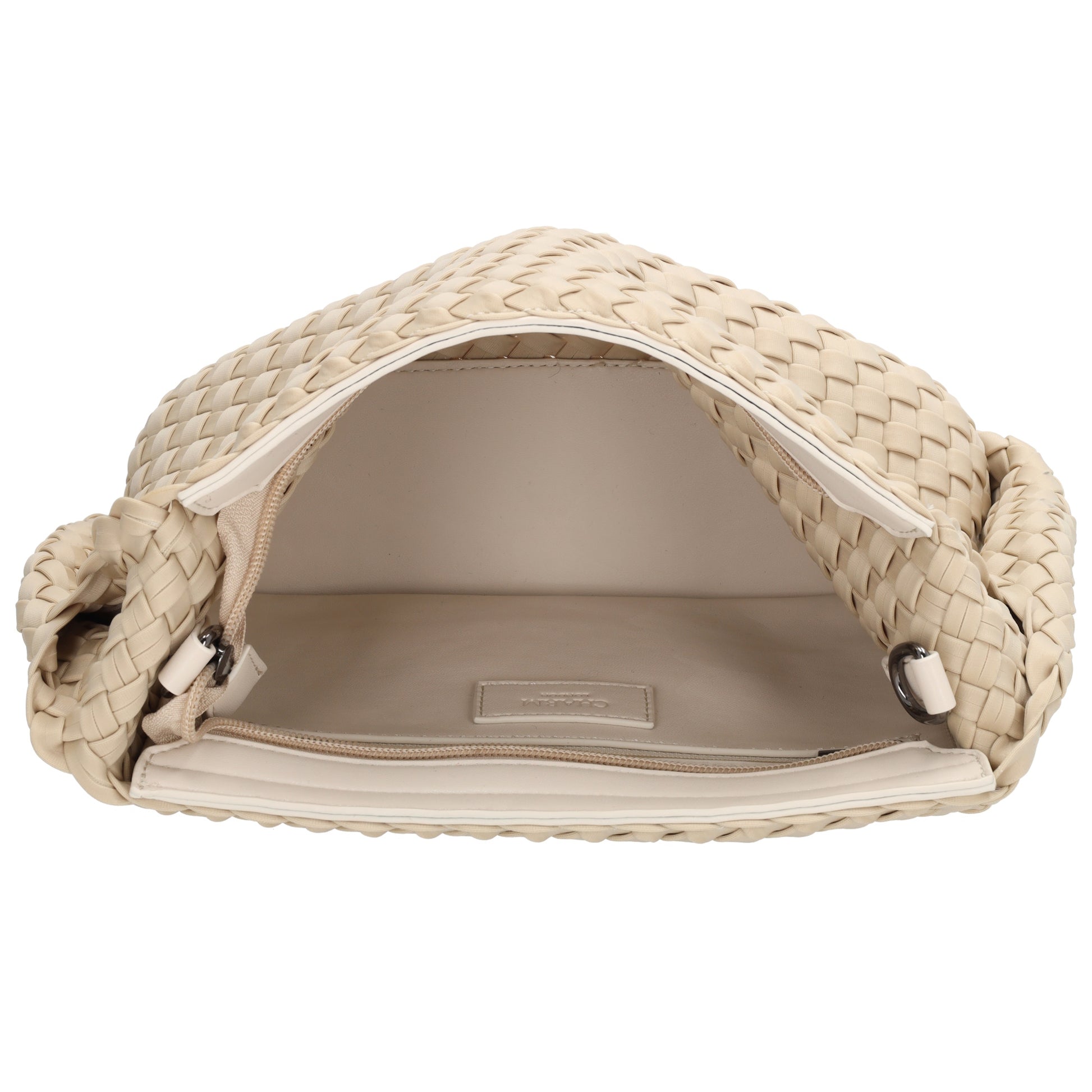 Handtasche in Creme 19x30cm geflochtene Optik - leder-accessoires.com