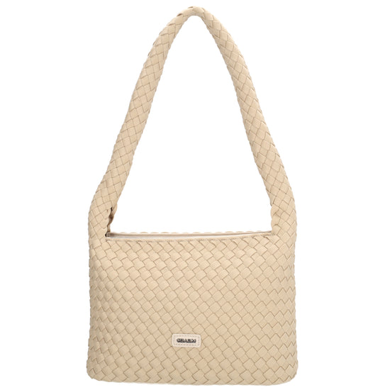 Handtasche in Creme 19x30cm geflochtene Optik - leder-accessoires.com