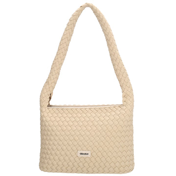 Handtasche in Creme 19x30cm geflochtene Optik - leder-accessoires.com