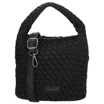 Handtasche in Schwarz 17,5x22cm geflochtene Optik - leder-accessoires.com