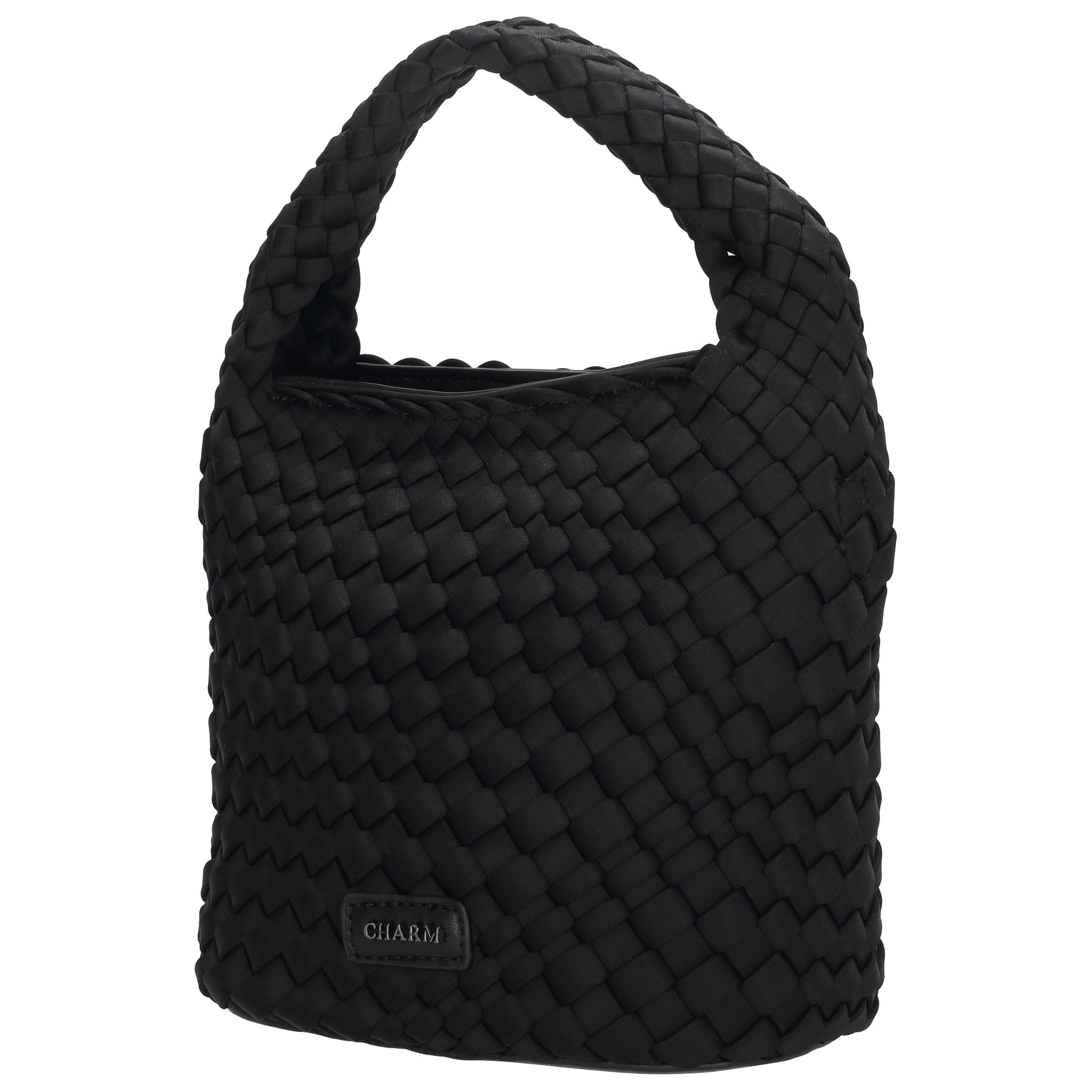 Handtasche in Schwarz 17,5x22cm geflochtene Optik - leder-accessoires.com