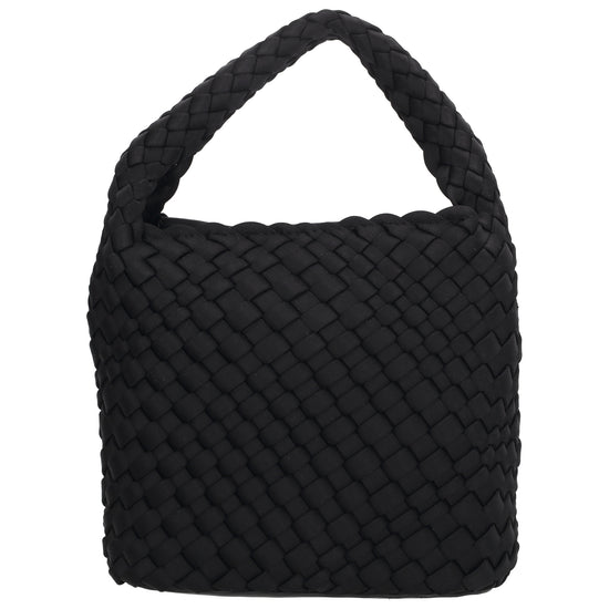 Handtasche in Schwarz 17,5x22cm geflochtene Optik - leder-accessoires.com