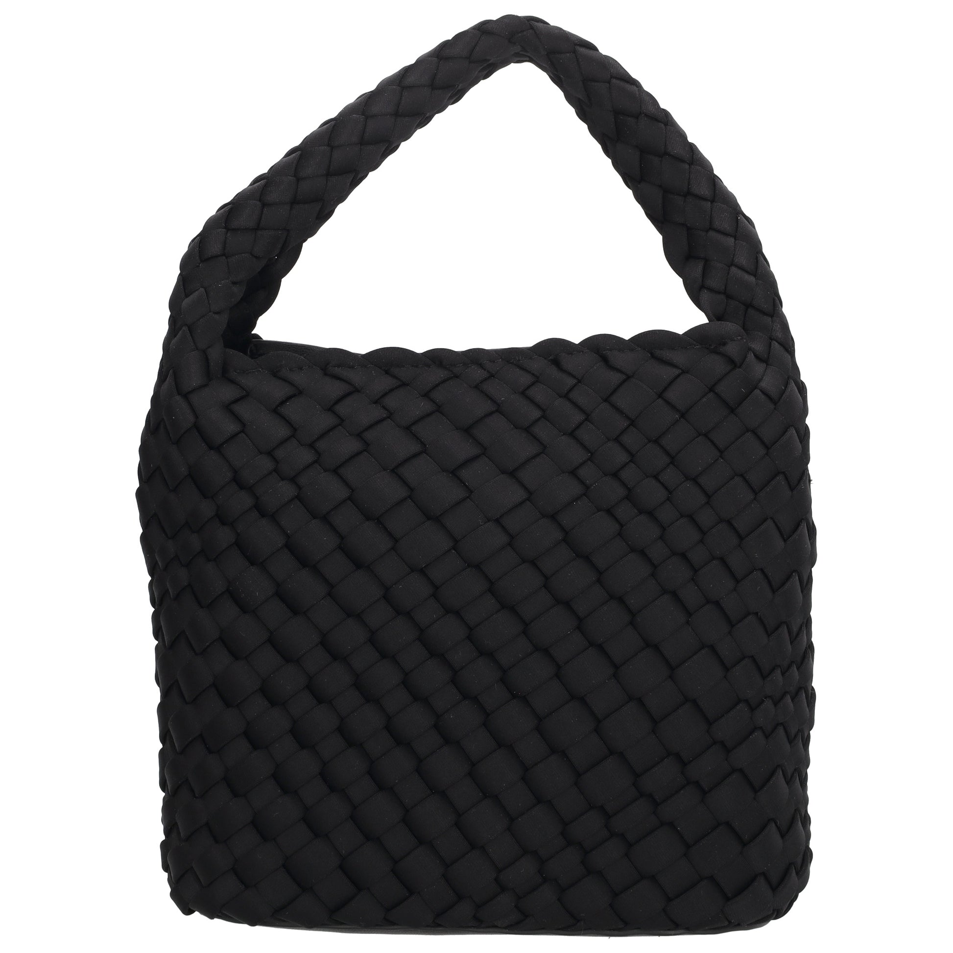 Handtasche in Schwarz 17,5x22cm geflochtene Optik - leder-accessoires.com