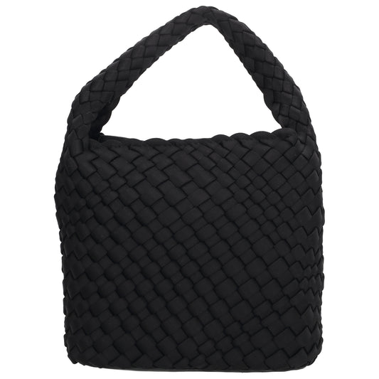 Handtasche in Schwarz 17,5x22cm geflochtene Optik - leder-accessoires.com