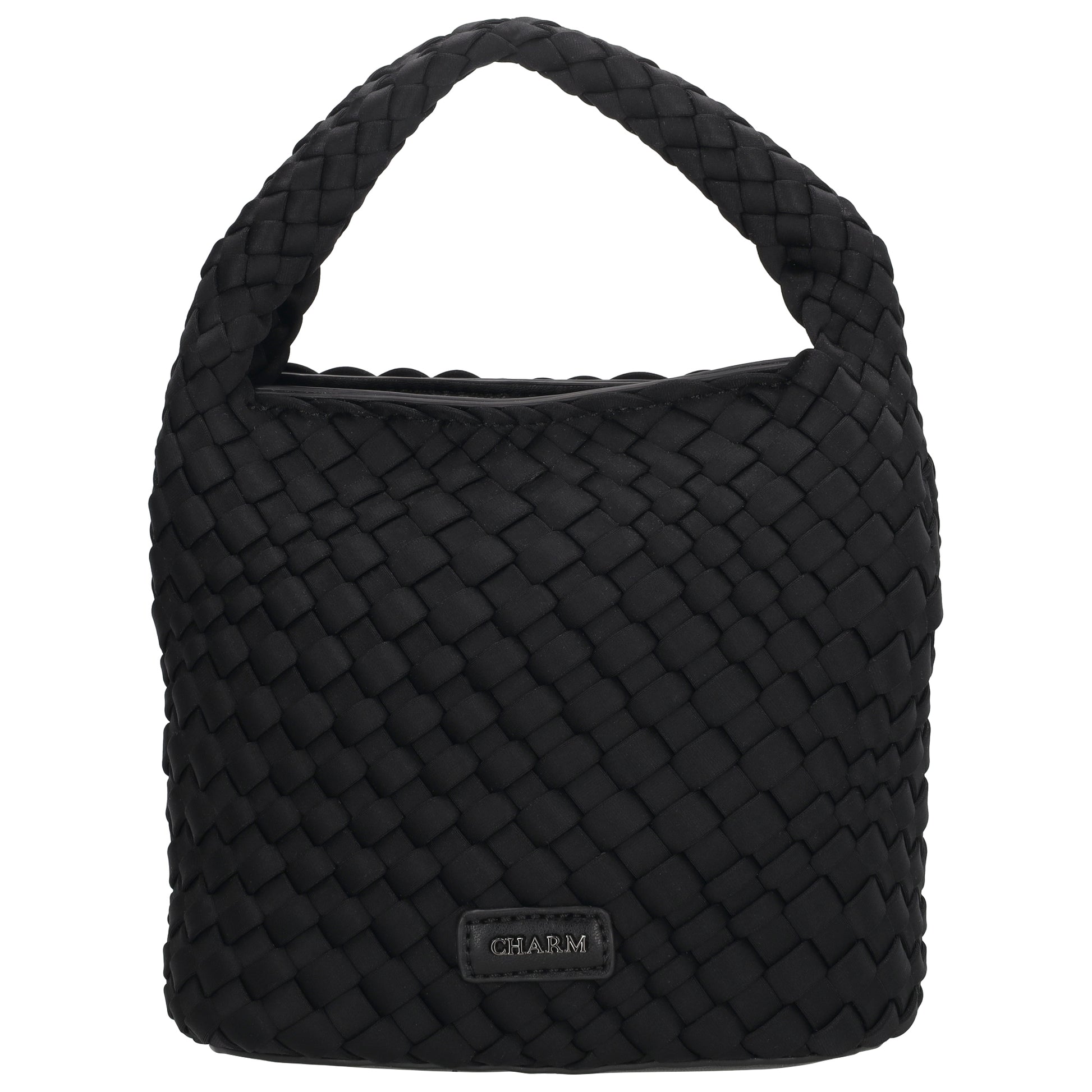 Handtasche in Schwarz 17,5x22cm geflochtene Optik - leder-accessoires.com