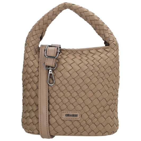 Handtasche in Taupe 17,5x22cm geflochtene Optik - leder-accessoires.com