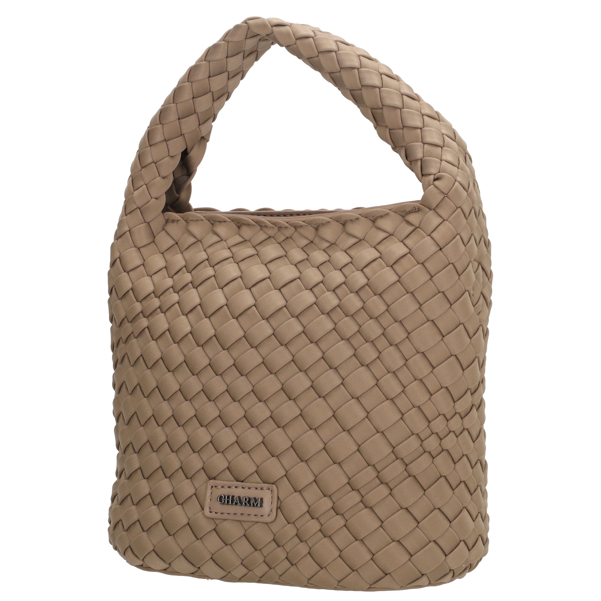 Handtasche in Taupe 17,5x22cm geflochtene Optik - leder-accessoires.com