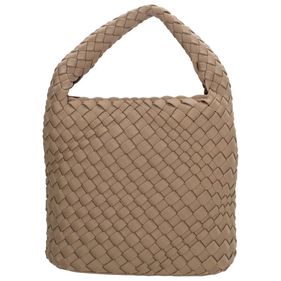 Handtasche in Taupe 17,5x22cm geflochtene Optik - leder-accessoires.com