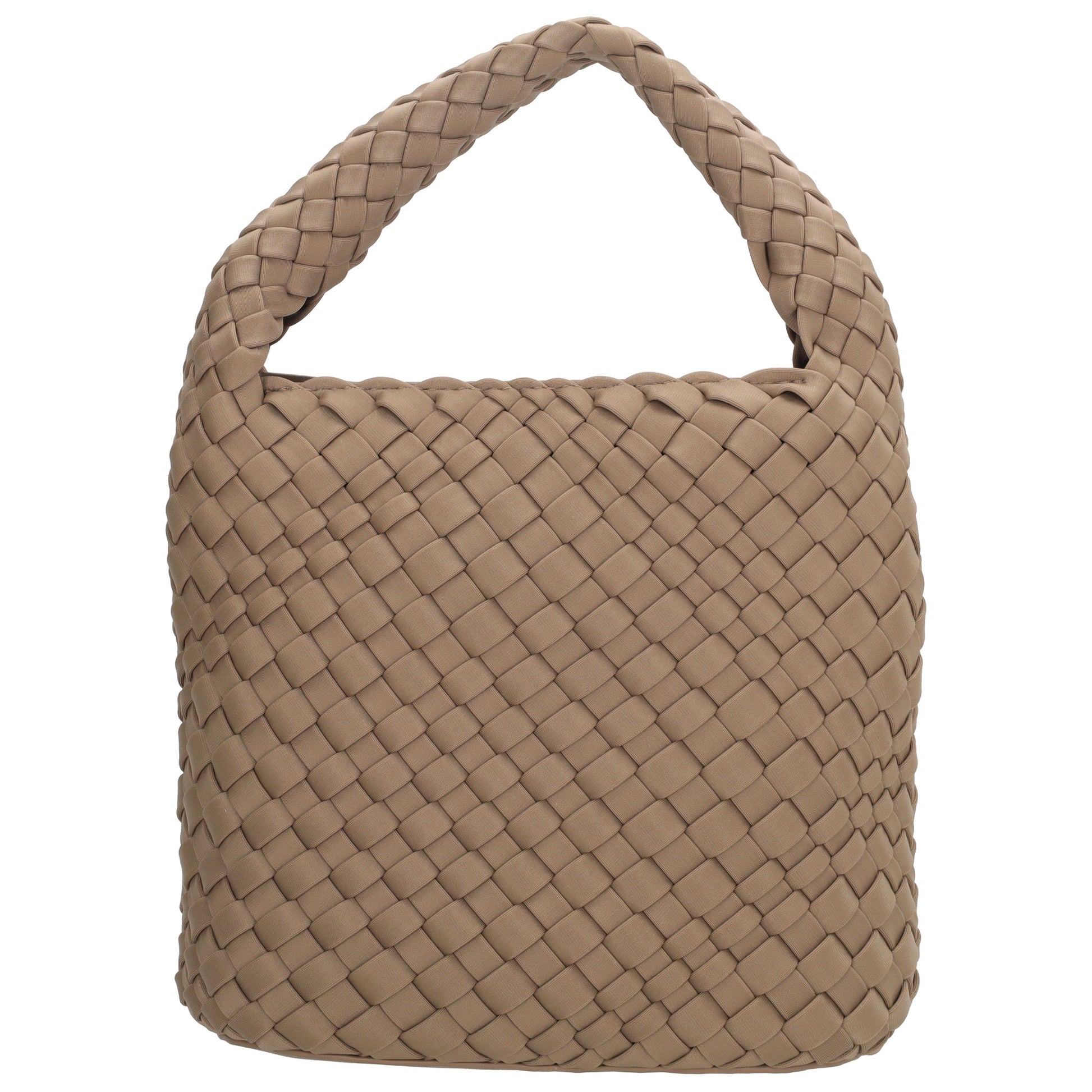 Handtasche in Taupe 17,5x22cm geflochtene Optik - leder-accessoires.com