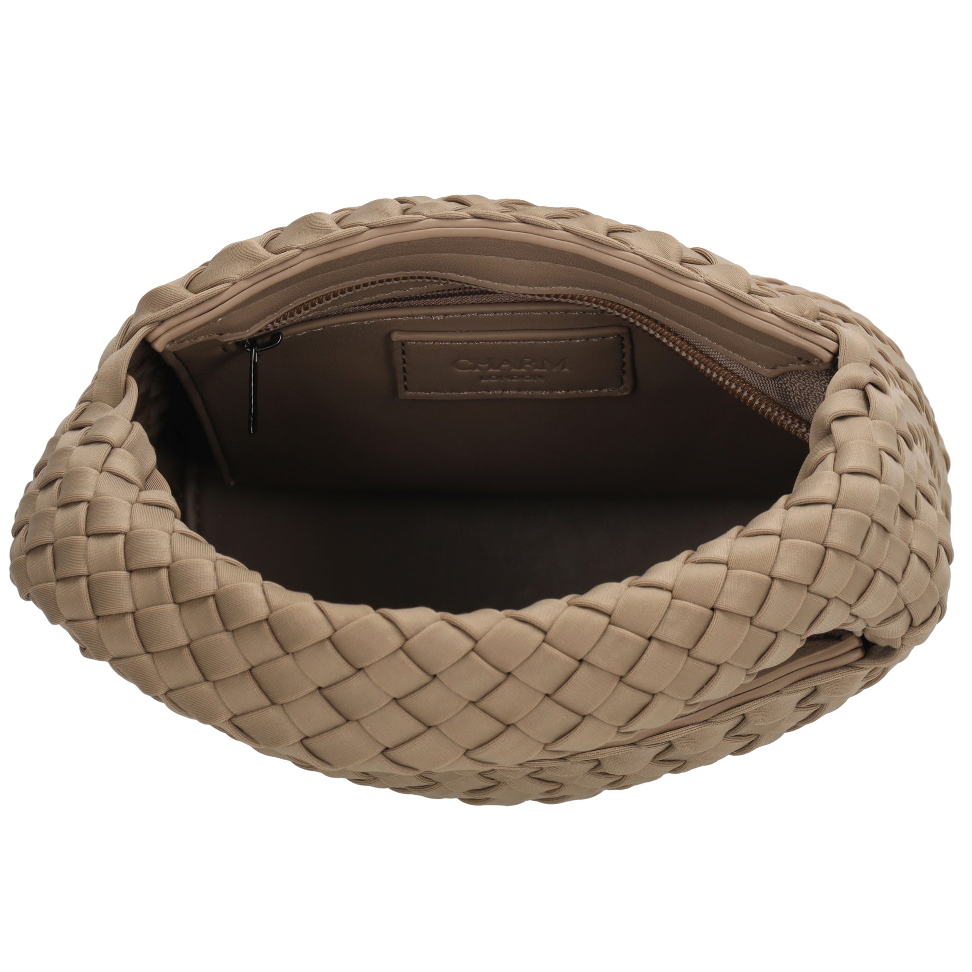 Handtasche in Taupe 17,5x22cm geflochtene Optik - leder-accessoires.com