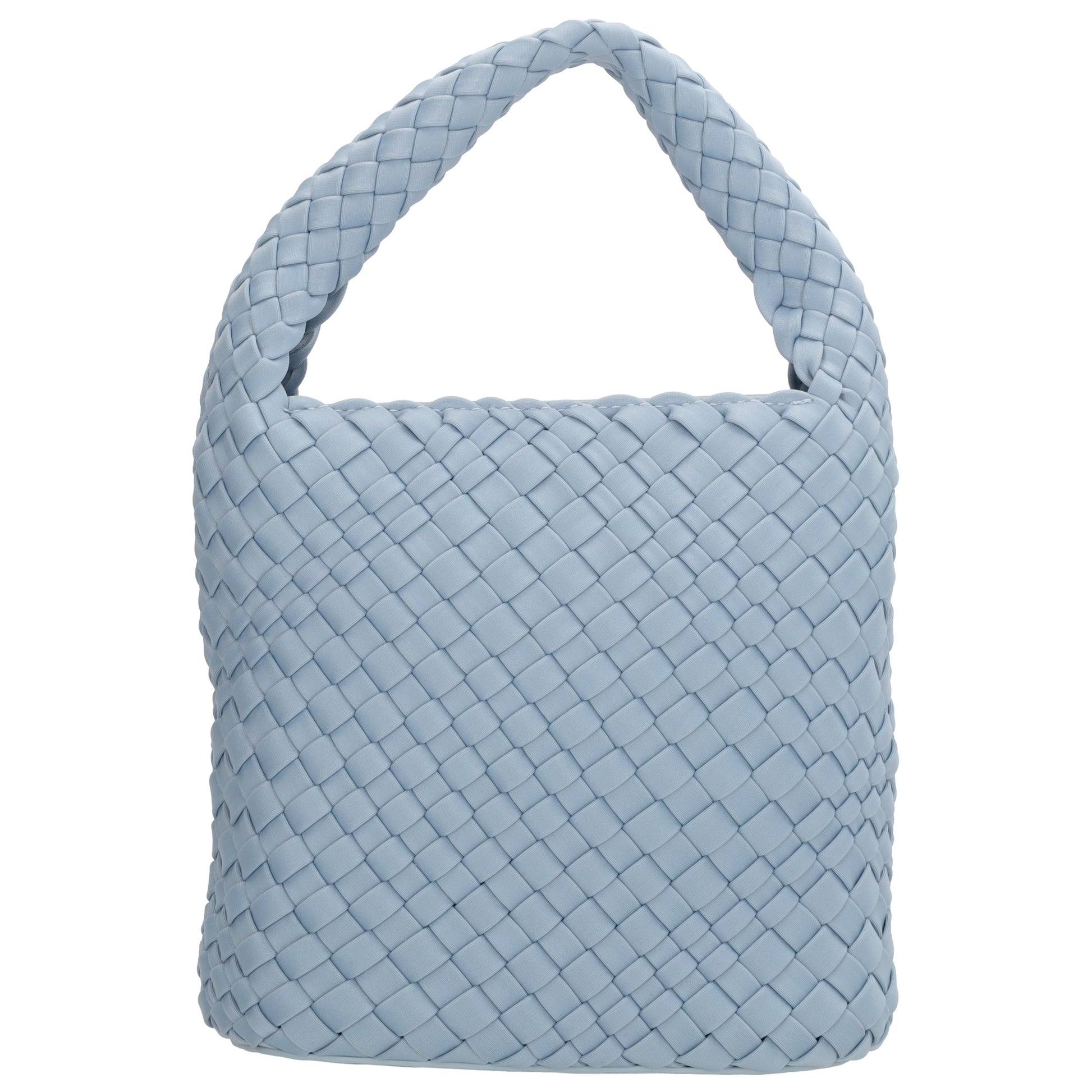 Handtasche in Hellblau 17,5x22cm geflochtene Optik - leder-accessoires.com